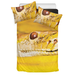 Yellow Python Snake Print Duvet Cover Bedding Set