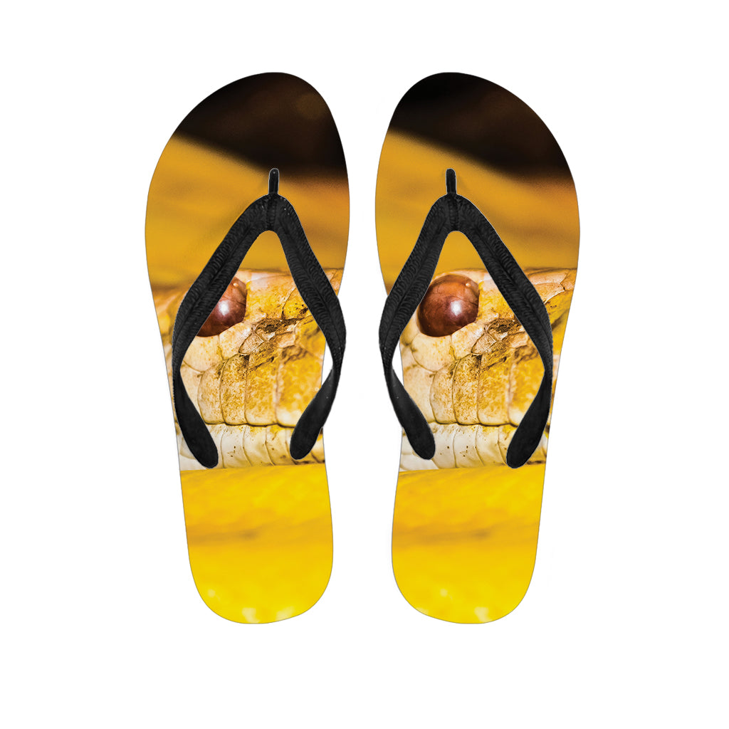 Yellow Python Snake Print Flip Flops
