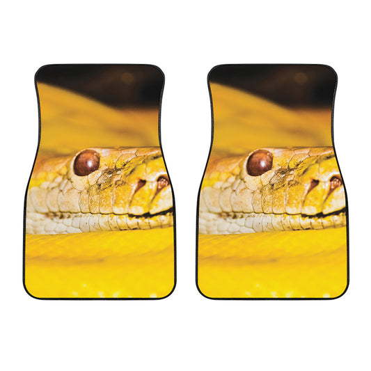 Yellow Python Snake Print Front Car Floor Mats