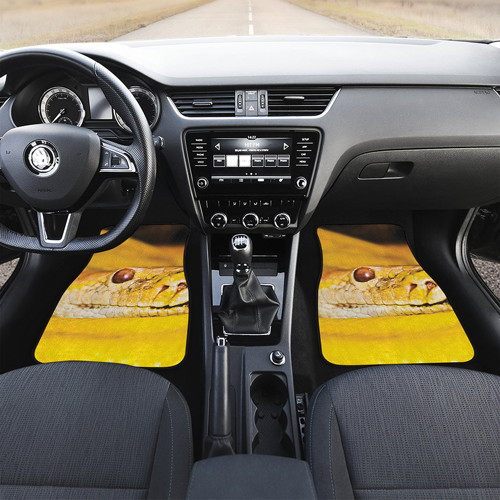 Yellow Python Snake Print Front Car Floor Mats