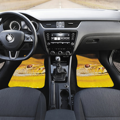 Yellow Python Snake Print Front Car Floor Mats
