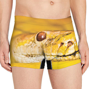 Yellow Python Snake Print Men's Boxer Briefs