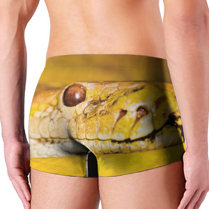 Yellow Python Snake Print Men's Boxer Briefs