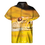 Yellow Python Snake Print Men's Short Sleeve Shirt