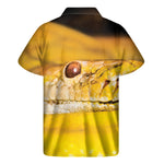 Yellow Python Snake Print Men's Short Sleeve Shirt