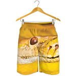 Yellow Python Snake Print Men's Shorts