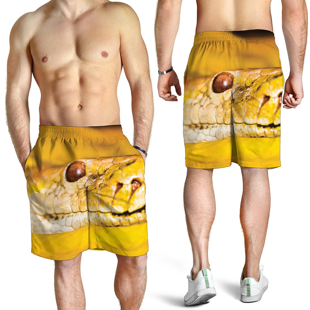 Yellow Python Snake Print Men's Shorts