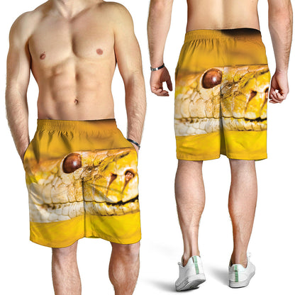 Yellow Python Snake Print Men's Shorts