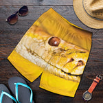 Yellow Python Snake Print Men's Shorts