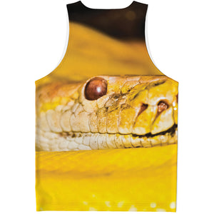 Yellow Python Snake Print Men's Tank Top