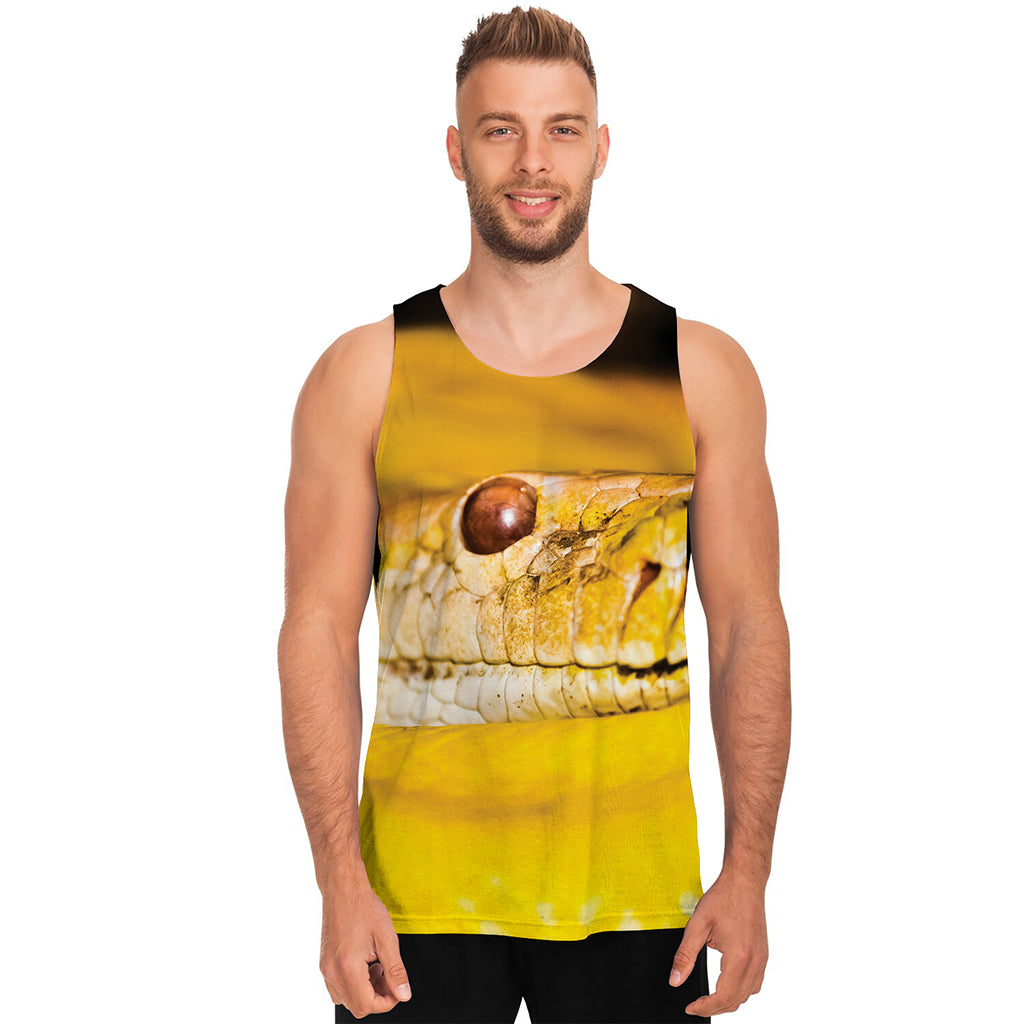 Yellow Python Snake Print Men's Tank Top