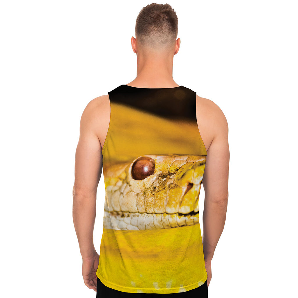 Yellow Python Snake Print Men's Tank Top