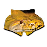 Yellow Python Snake Print Muay Thai Boxing Shorts