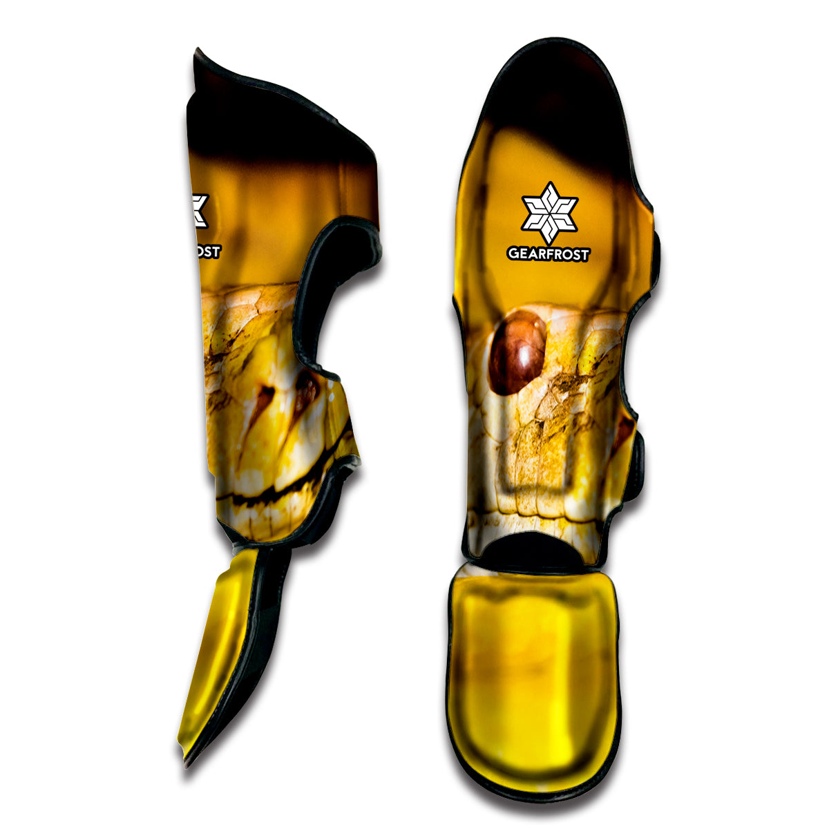 Yellow Python Snake Print Muay Thai Shin Guard