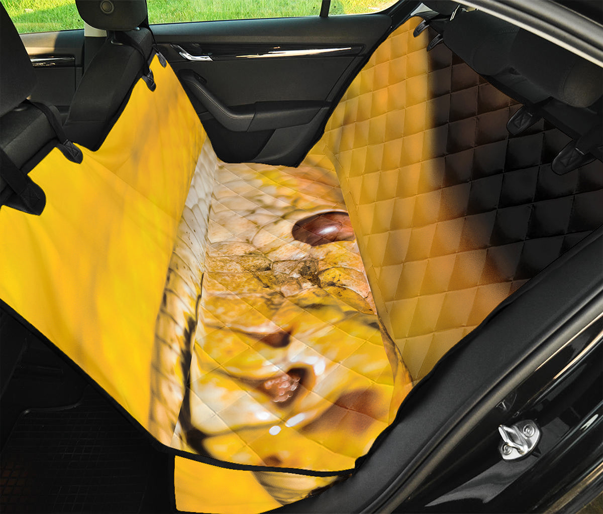 Yellow Python Snake Print Pet Car Back Seat Cover