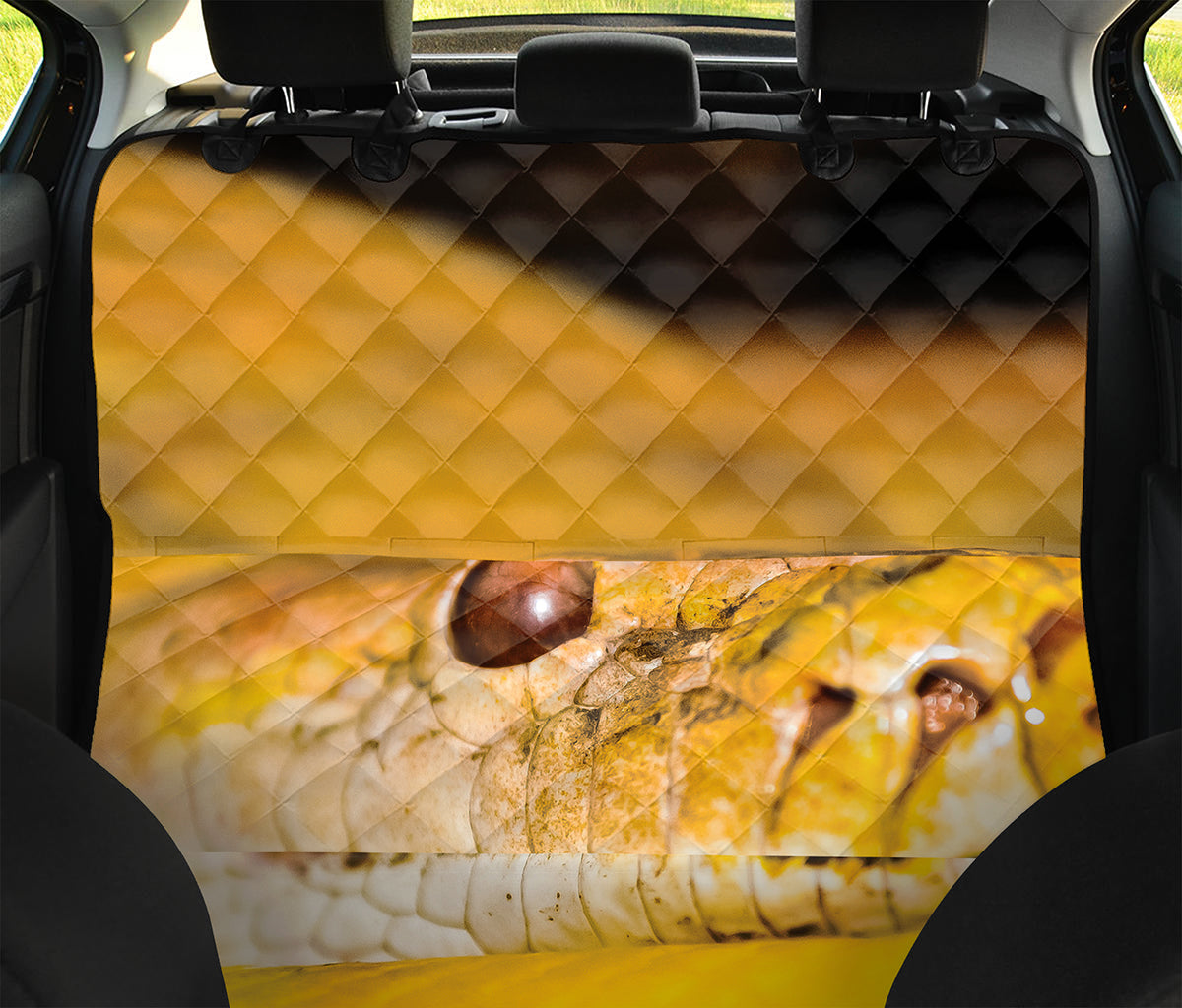 Yellow Python Snake Print Pet Car Back Seat Cover