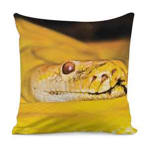 Yellow Python Snake Print Pillow Cover