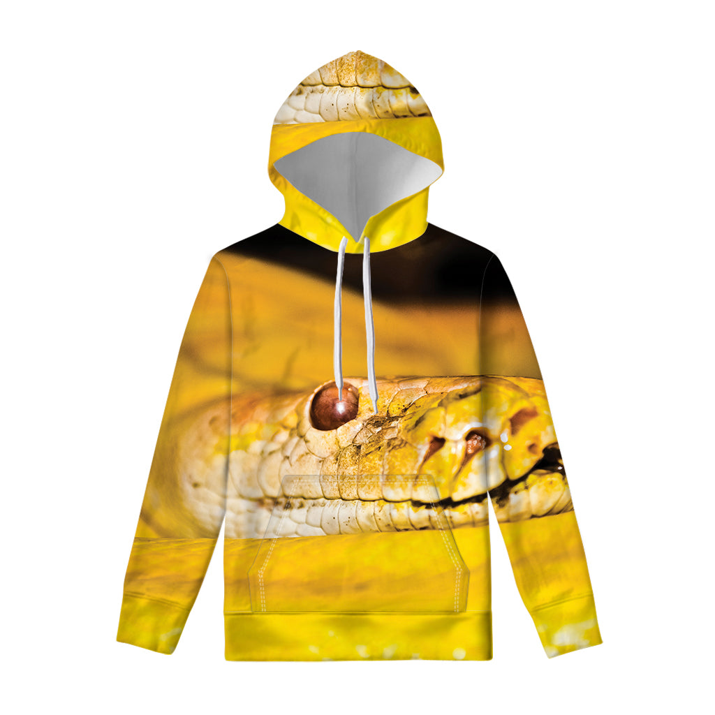 Yellow Python Snake Print Pullover Hoodie