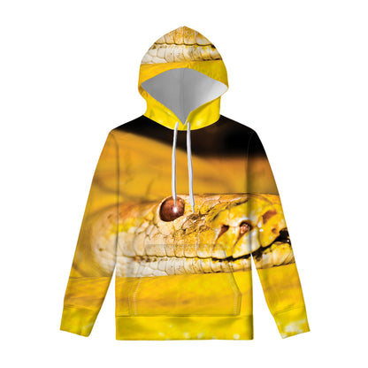 Yellow Python Snake Print Pullover Hoodie