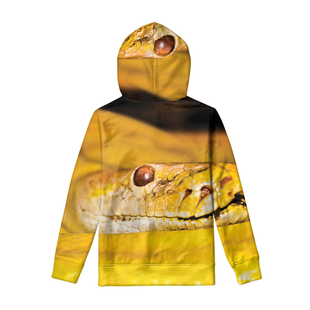Yellow Python Snake Print Pullover Hoodie