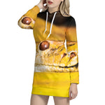 Yellow Python Snake Print Pullover Hoodie Dress