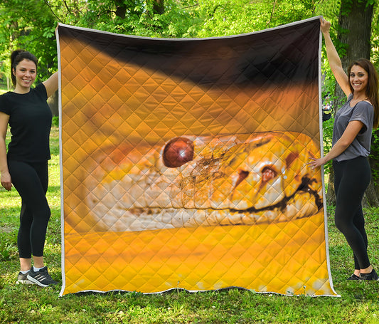 Yellow Python Snake Print Quilt