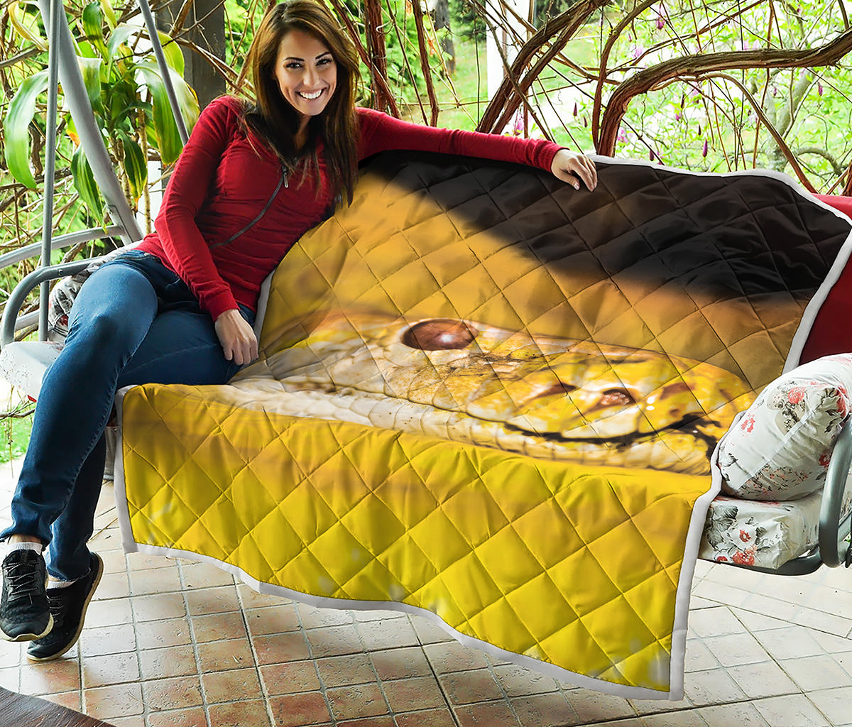 Yellow Python Snake Print Quilt