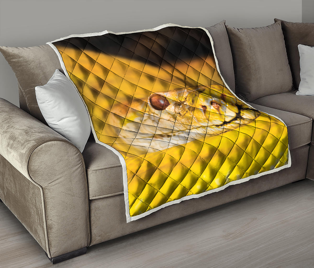 Yellow Python Snake Print Quilt