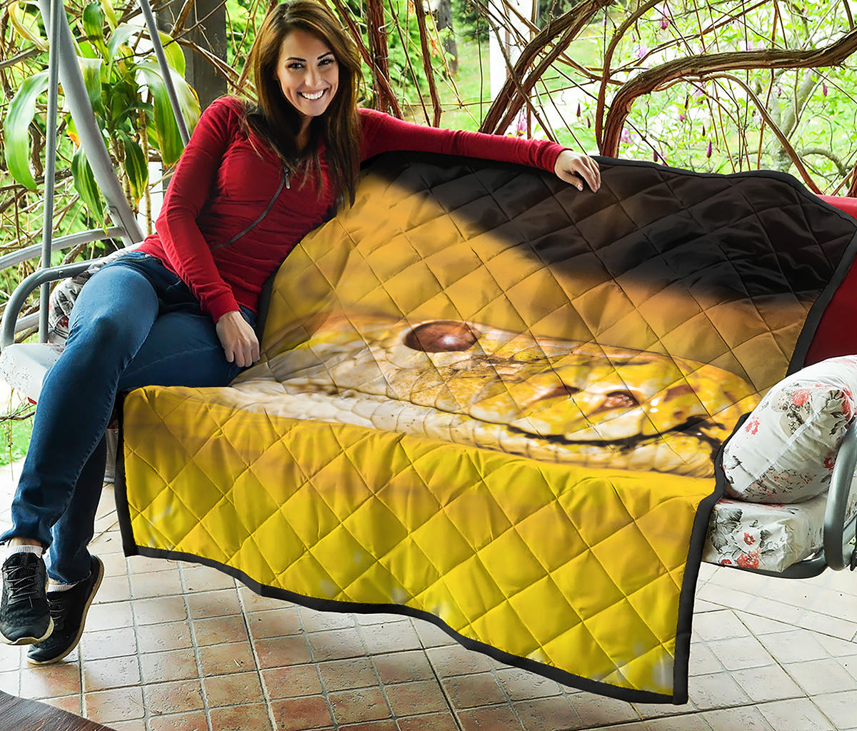 Yellow Python Snake Print Quilt