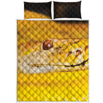 Yellow Python Snake Print Quilt Bed Set