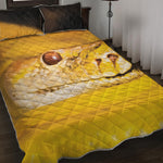 Yellow Python Snake Print Quilt Bed Set
