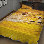Yellow Python Snake Print Quilt Bed Set