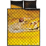 Yellow Python Snake Print Quilt Bed Set