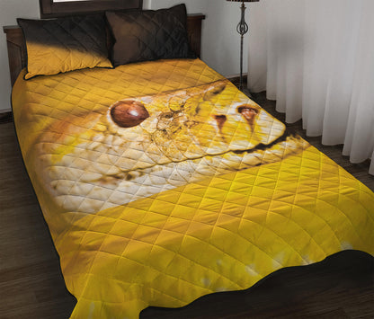Yellow Python Snake Print Quilt Bed Set