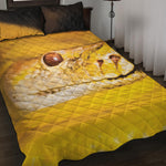 Yellow Python Snake Print Quilt Bed Set