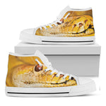 Yellow Python Snake Print White High Top Shoes
