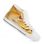 Yellow Python Snake Print White High Top Shoes