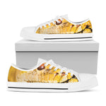 Yellow Python Snake Print White Low Top Shoes