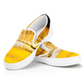 Yellow Python Snake Print White Slip On Sneakers
