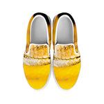 Yellow Python Snake Print White Slip On Shoes