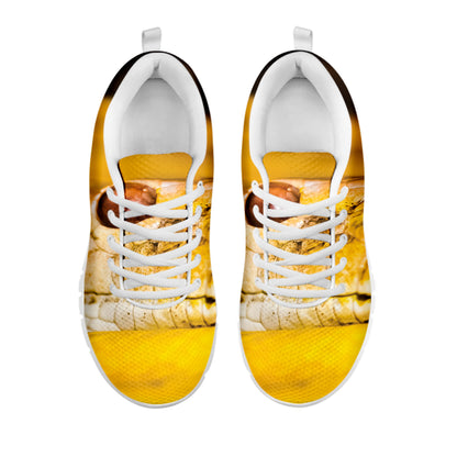 Yellow Python Snake Print White Sneakers