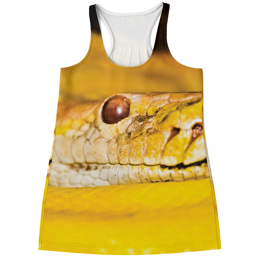 Yellow Python Snake Print Women's Racerback Tank Top