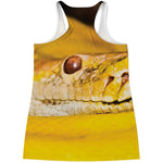 Yellow Python Snake Print Women's Racerback Tank Top