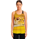 Yellow Python Snake Print Women's Racerback Tank Top
