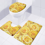 Yellow Rose Print 3 Piece Bath Mat Set