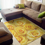 Yellow Rose Print Area Rug