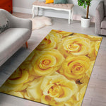 Yellow Rose Print Area Rug