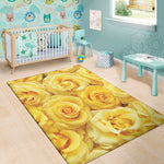 Yellow Rose Print Area Rug