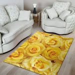 Yellow Rose Print Area Rug