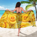 Yellow Rose Print Beach Sarong Wrap